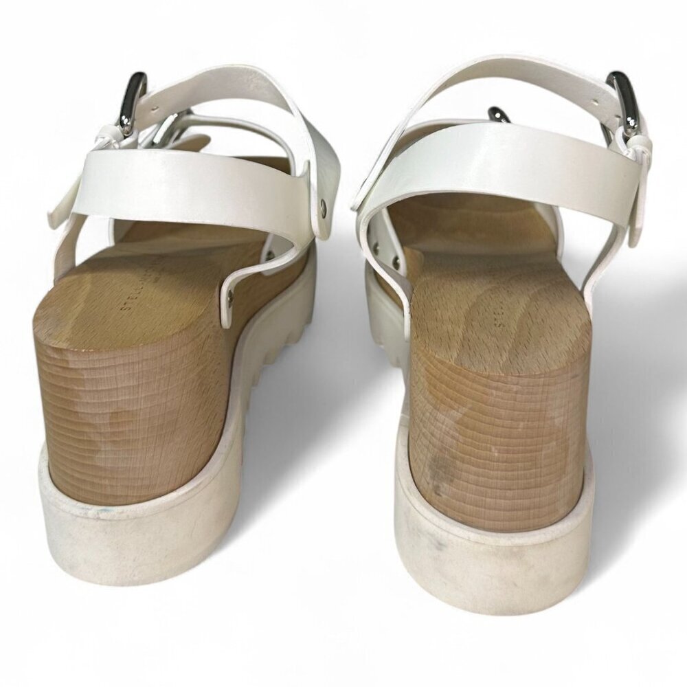 Stella McCartney Women's White Elyse Platform Wooden Sandal EU 38.5 - Picture 4 of 12